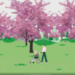 介護日記　近所にお花見にいきました