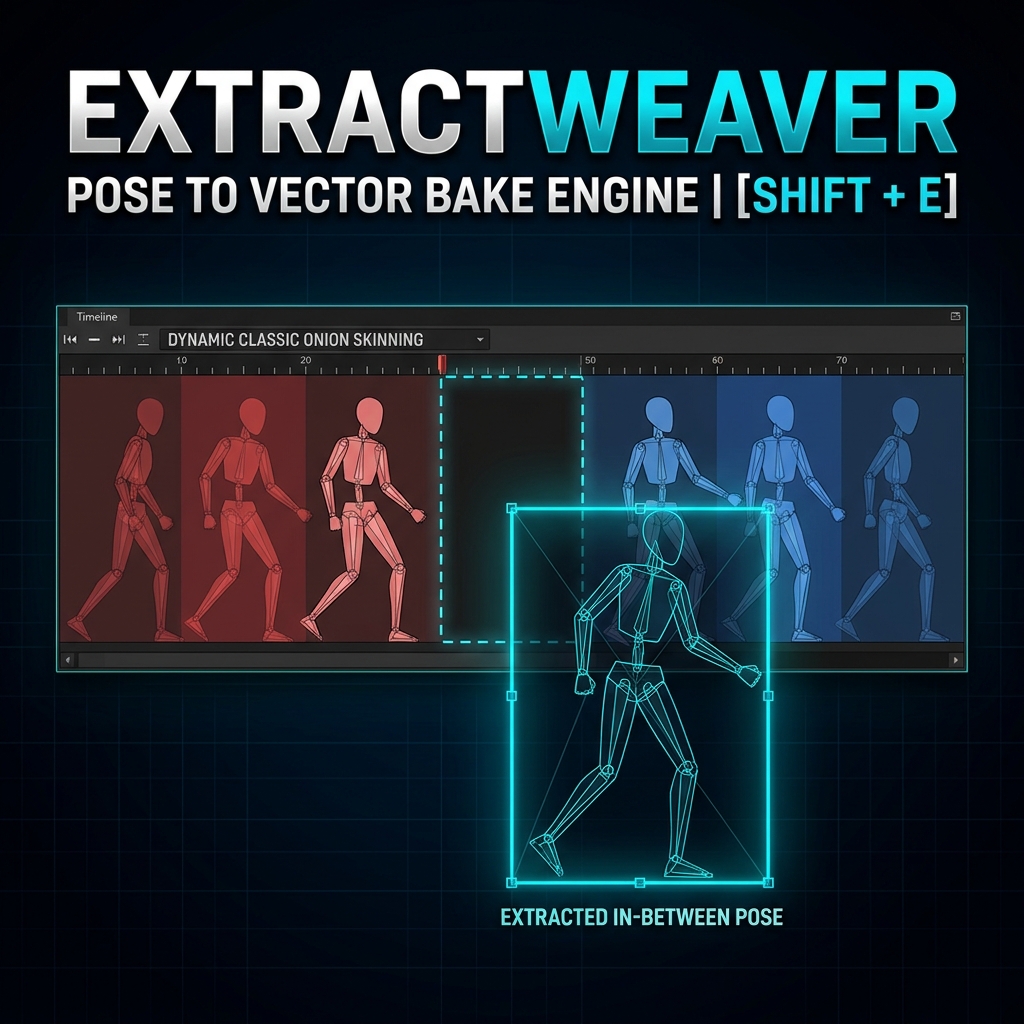 【Moho革命】ボーン変形もSwitch中間コマも【Shift + E】で即座に1枚ベクター化！『ExtractWeaver』が実現する「神ポーズ完全抽出＆クリンナップ統合ベイク」